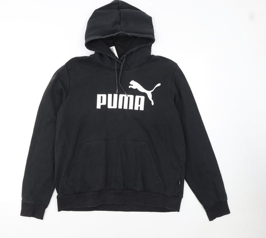 Puma Women's Black XL Pullover Hoodie with Logo Print