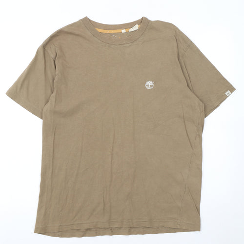 Timberland Men's Beige Cotton Crew Neck T-Shirt Size M