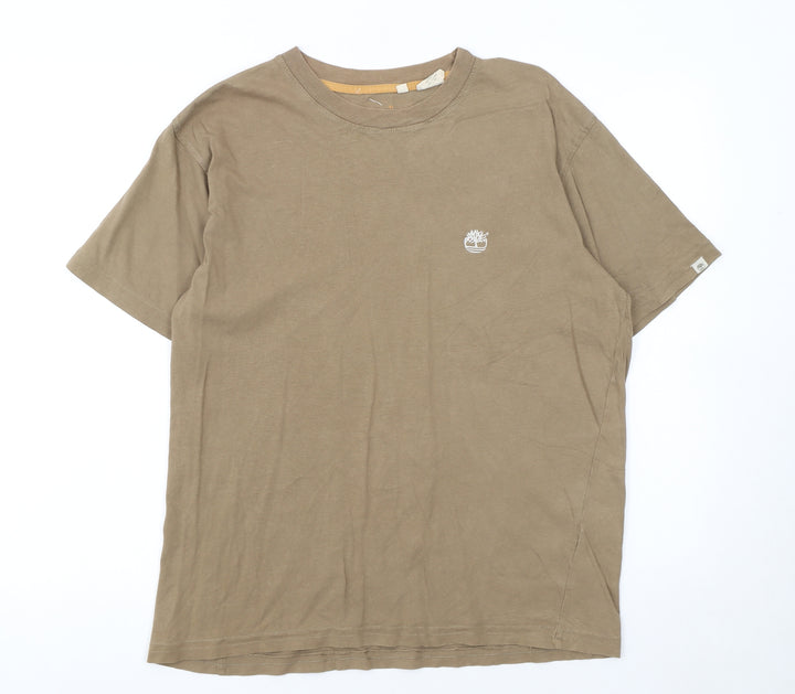 Timberland Men's Beige Cotton Crew Neck T-Shirt Size M