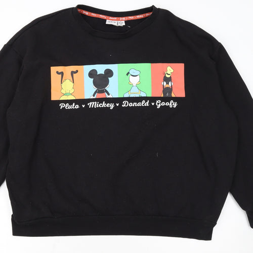 Disney Women Black XL Sweatshirt Mickey Donald Goofy Print