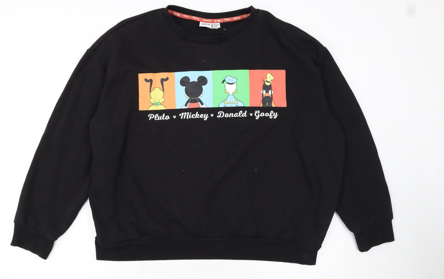 Disney Women Black XL Sweatshirt Mickey Donald Goofy Print