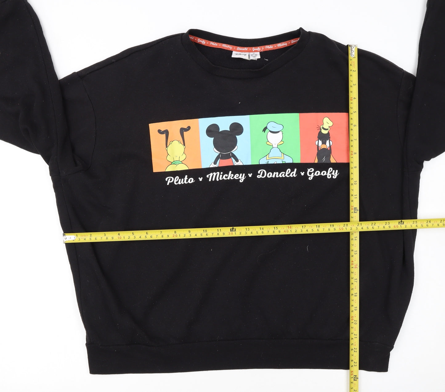 Disney Women Black XL Sweatshirt Mickey Donald Goofy Print