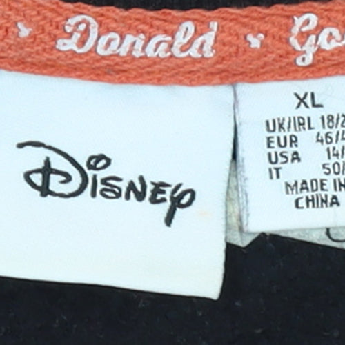 Disney Women Black XL Sweatshirt Mickey Donald Goofy Print