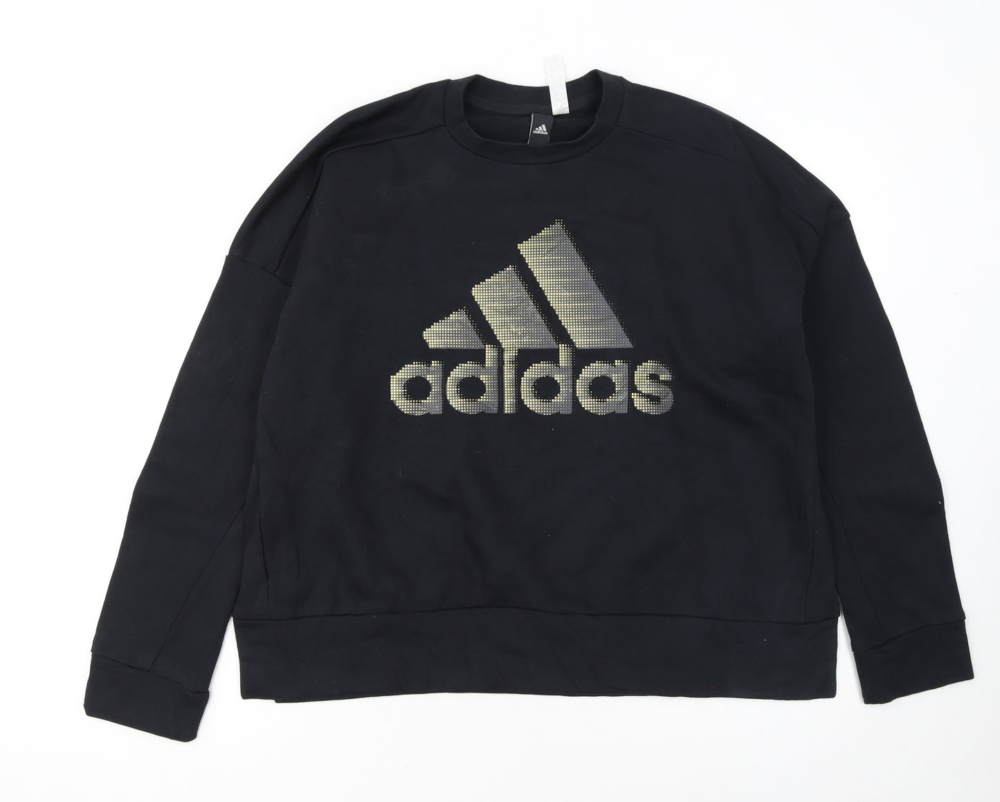 Adidas Womens Black Logo Pullover Sweatshirt L 14-16 Casual