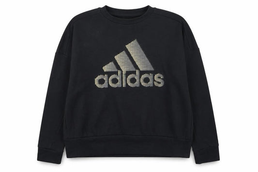 Front view of Adidas women’s black logo pullover sweatshirt l 14-16 casual