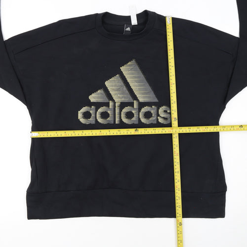 Adidas Womens Black Logo Pullover Sweatshirt L 14-16 Casual
