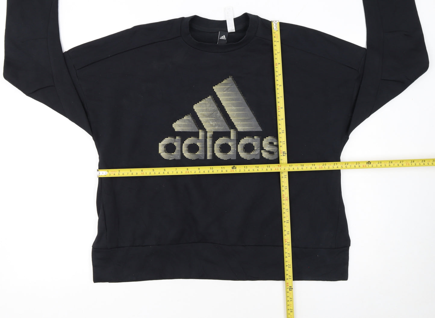 Adidas Womens Black Logo Pullover Sweatshirt L 14-16 Casual
