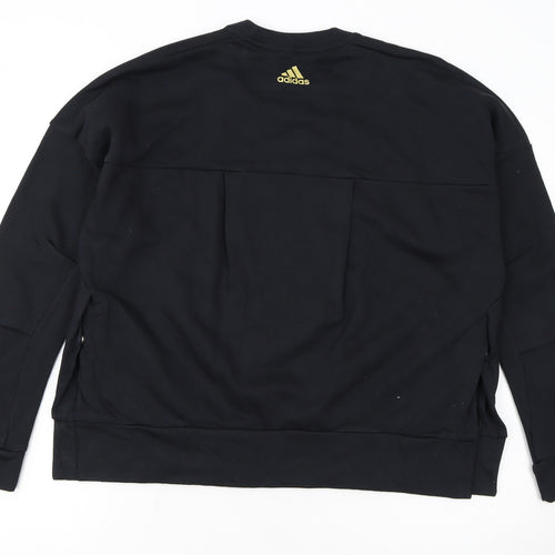 Adidas Womens Black Logo Pullover Sweatshirt L 14-16 Casual