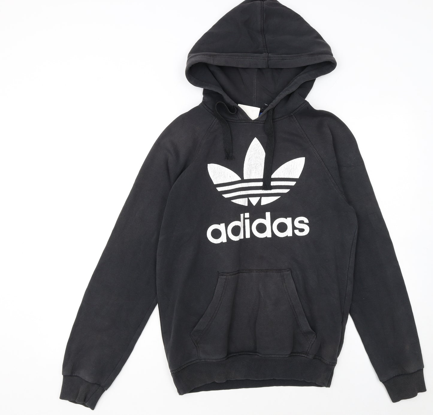 Adidas Womens Black XS Pullover Hoodie with Logo Print