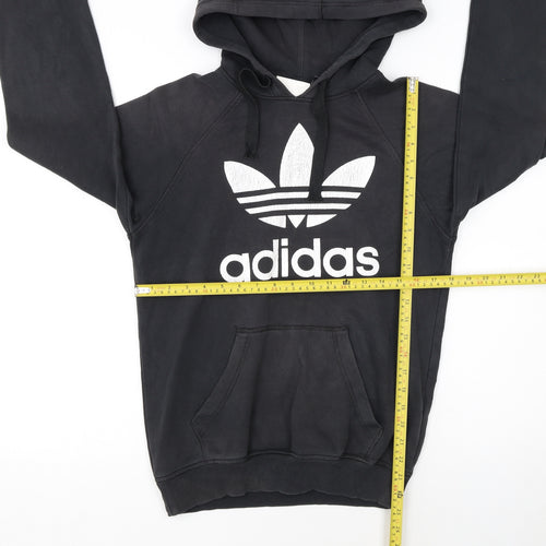 Adidas Womens Black XS Pullover Hoodie with Logo Print