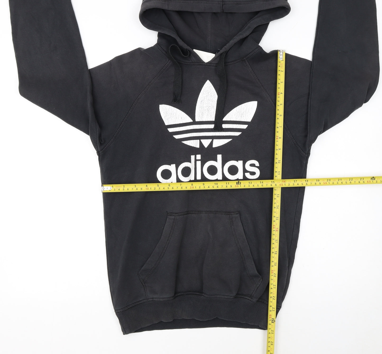 Adidas Womens Black XS Pullover Hoodie with Logo Print