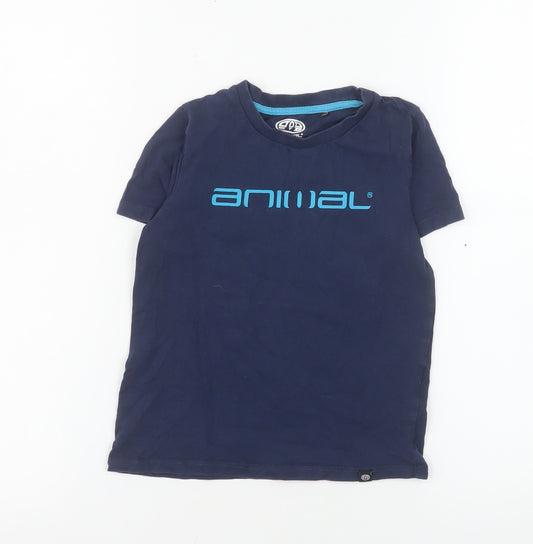 Animal Boys Blue Organic Cotton Short Sleeve Logo T-Shirt 5-6 Years
