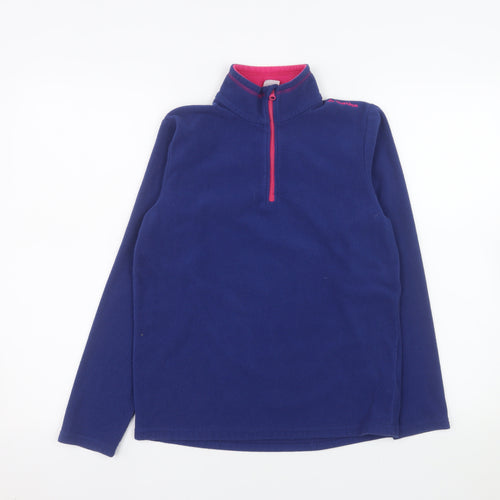 Decathlon Girls Blue Fleece Half Zip Pullover Sweatshirt Size 14 Years