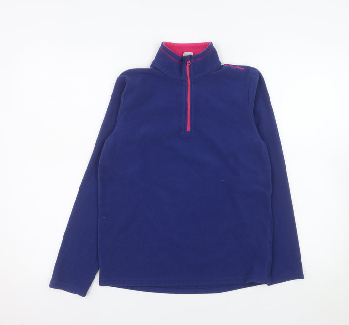 Decathlon Girls Blue Fleece Half Zip Pullover Sweatshirt Size 14 Years