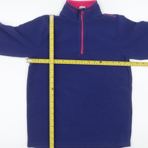 Decathlon Girls Blue Fleece Half Zip Pullover Sweatshirt Size 14 Years