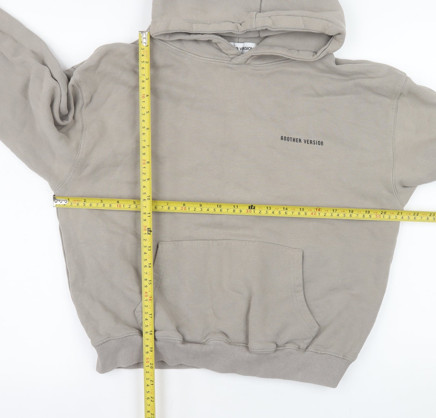 Another Version Men's Beige Pullover Hoodie Size S Cotton