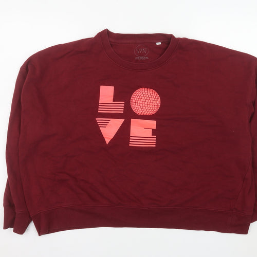 Disko Kids Womens Burgundy LOVE Pullover Sweatshirt XXL Organic Cotton