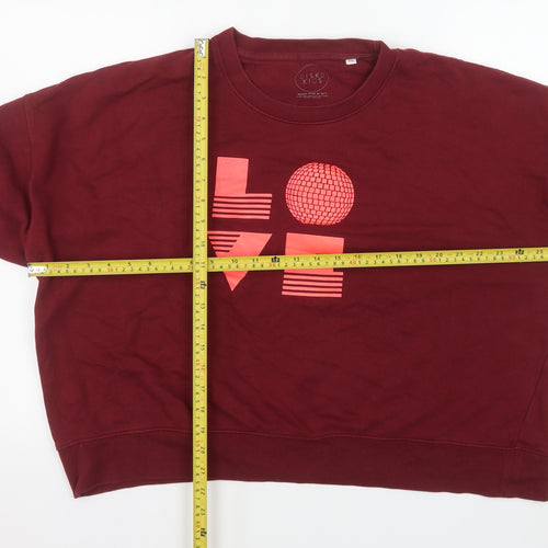 Disko Kids Womens Burgundy LOVE Pullover Sweatshirt XXL Organic Cotton