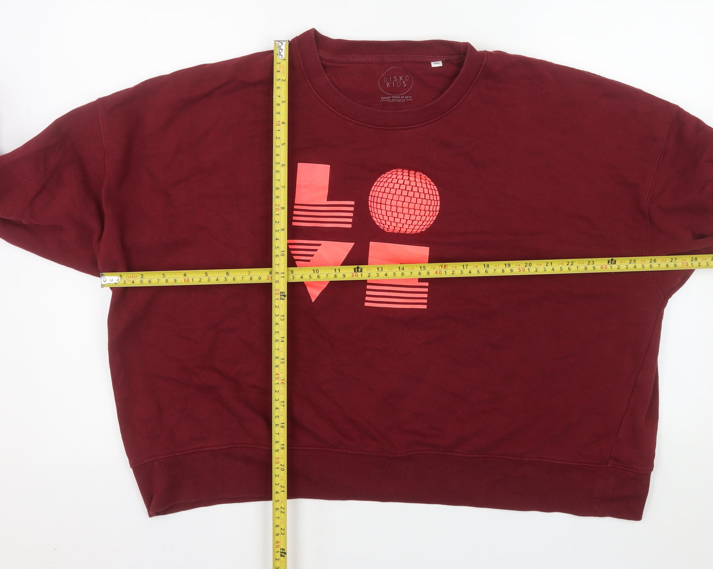 Disko Kids Womens Burgundy LOVE Pullover Sweatshirt XXL Organic Cotton