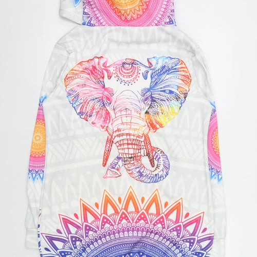 Yes We Vibe Unisex Multicoloured Elephant Graphic Pullover Hoodie Medium