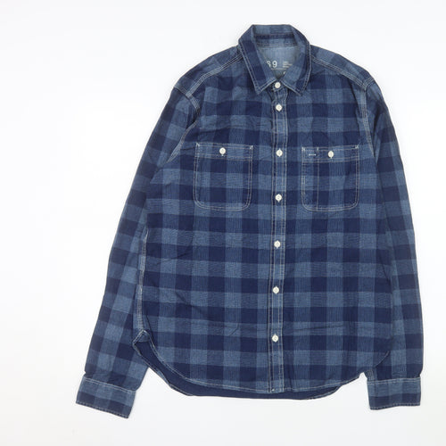 Gap 1969 Men's Blue Check Cotton Flannel Long Sleeve Shirt Size S