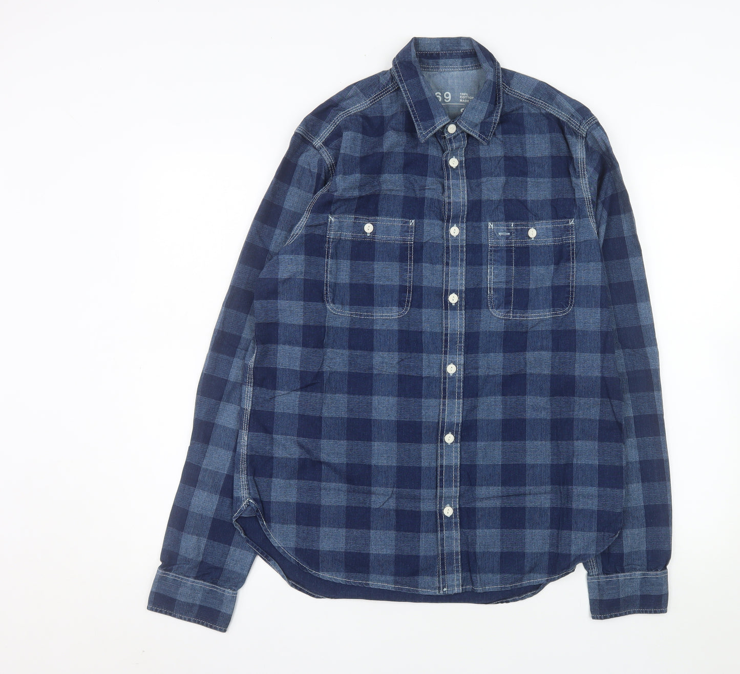 Gap 1969 Men's Blue Check Cotton Flannel Long Sleeve Shirt Size S