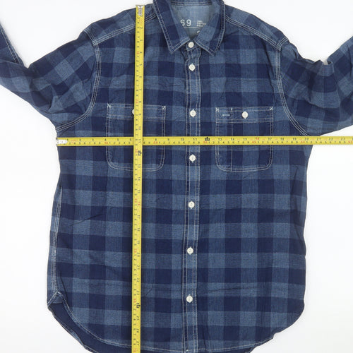 Gap 1969 Men's Blue Check Cotton Flannel Long Sleeve Shirt Size S