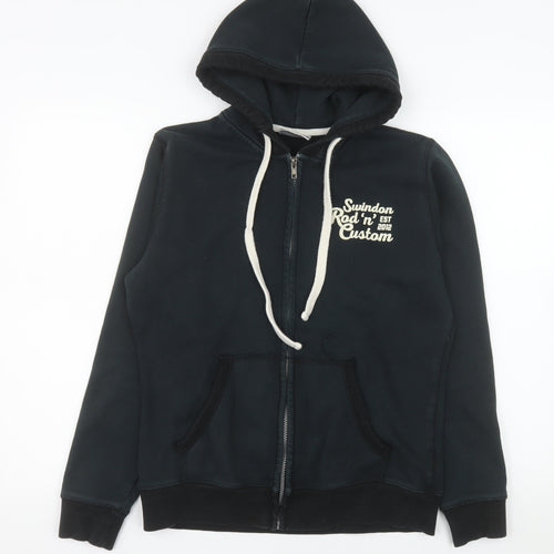Front Row Men's Black Zip Hoodie Jacket M Cotton Polyester