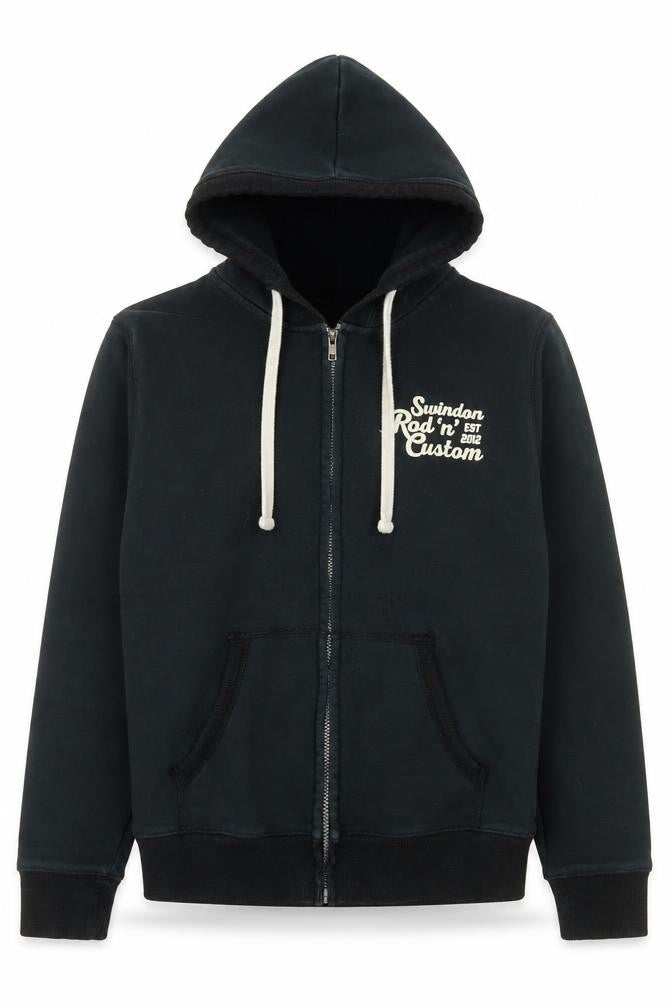 Front view of Front Row Men's Black Zip Hoodie Jacket M Cotton Polyester