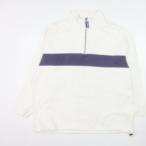 Sebago Men's White 2XL 1/4 Zip Cotton Pullover Sweatshirt