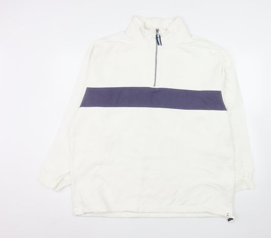 Sebago Men's White 2XL 1/4 Zip Cotton Pullover Sweatshirt