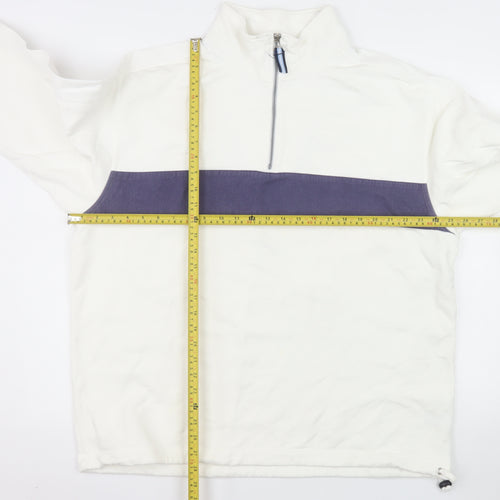 Sebago Men's White 2XL 1/4 Zip Cotton Pullover Sweatshirt