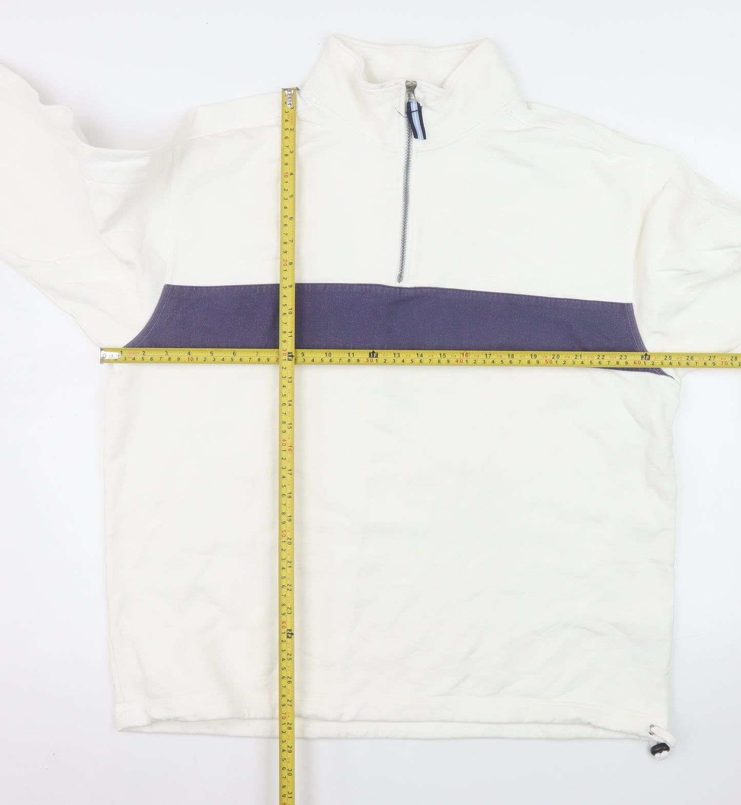 Sebago Men's White 2XL 1/4 Zip Cotton Pullover Sweatshirt