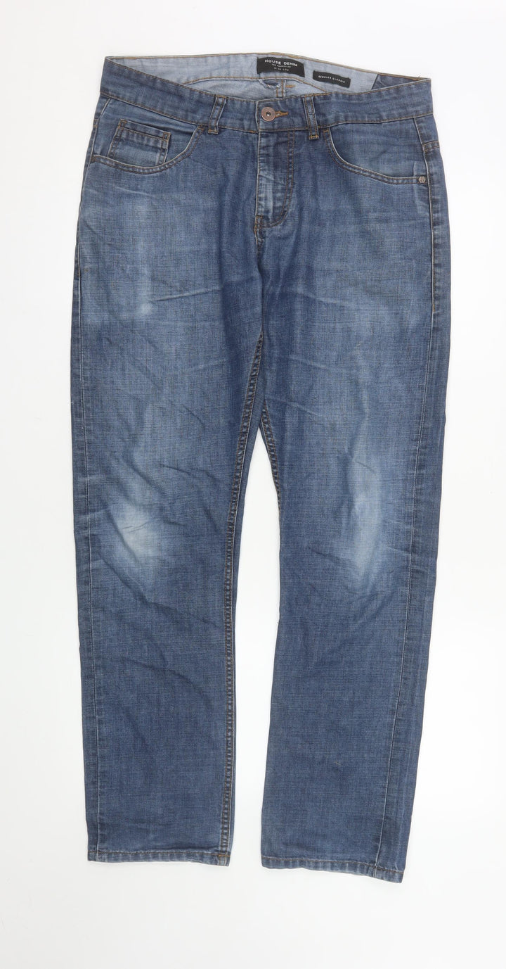 House Denim Men's Blue Straight Regular Fit Jeans W30 L32