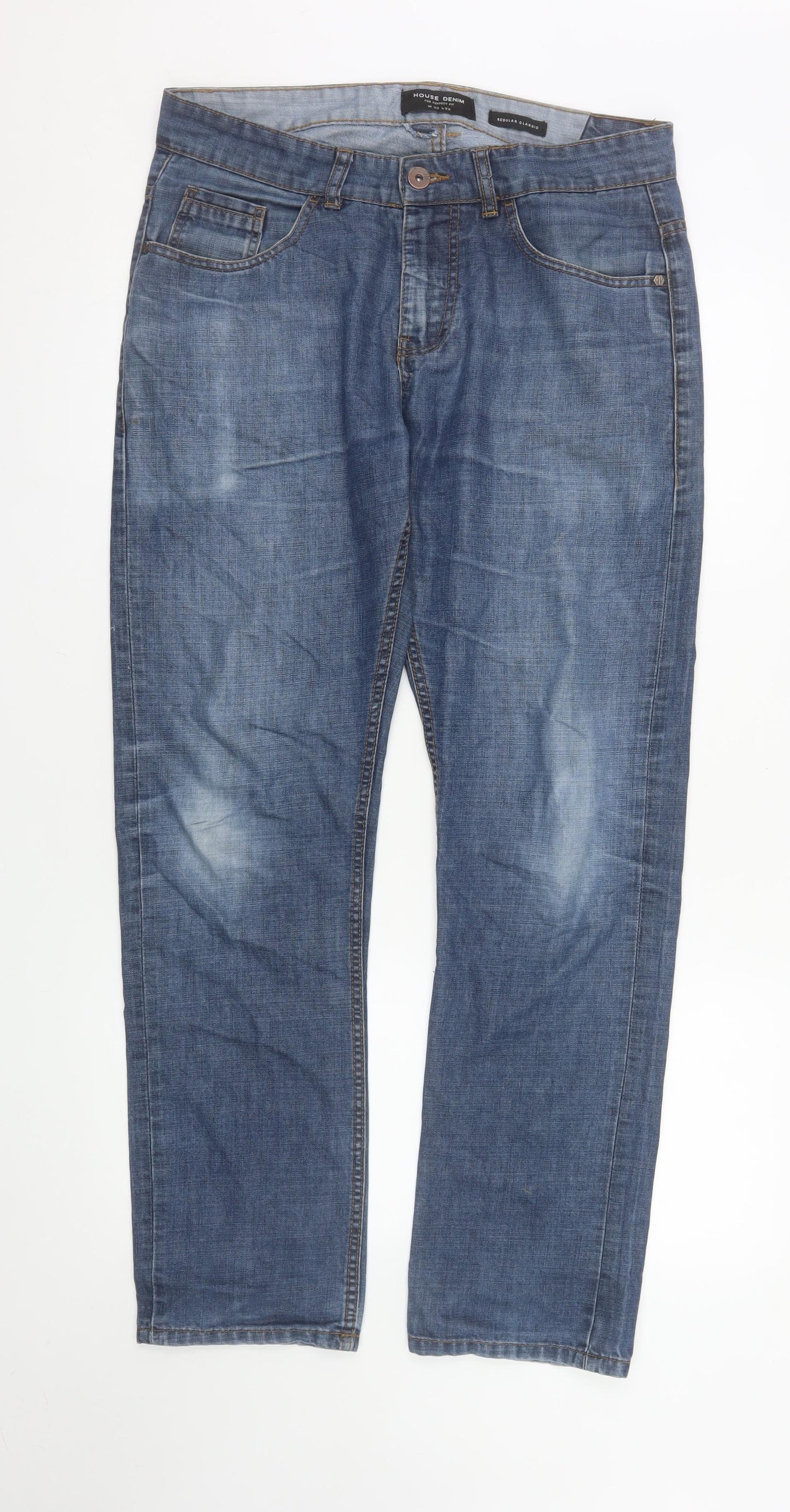 House Denim Men's Blue Straight Regular Fit Jeans W30 L32