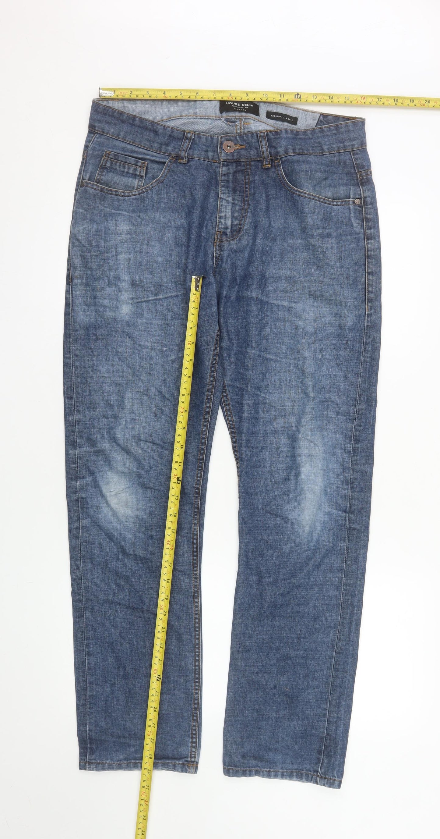 House Denim Men's Blue Straight Regular Fit Jeans W30 L32