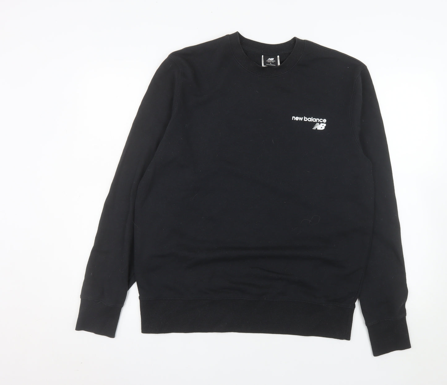 New Balance Men's Black Pullover Sweatshirt L Crew Neck Logo