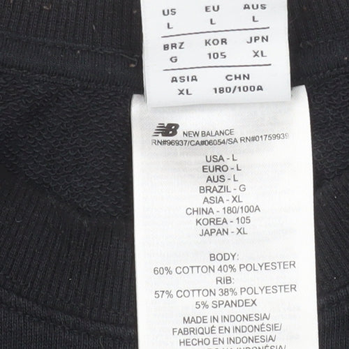 New Balance Men's Black Pullover Sweatshirt L Crew Neck Logo