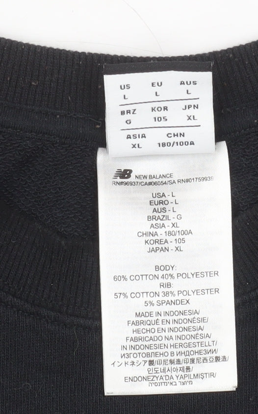 New Balance Men's Black Pullover Sweatshirt L Crew Neck Logo