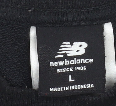 New Balance Men's Black Pullover Sweatshirt L Crew Neck Logo