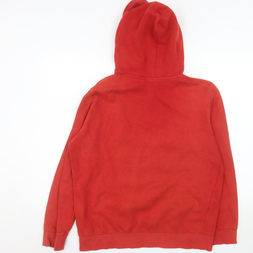 H&M Mens Red Hoodie Medium Pullover Embroidered Animal Graphic Sweatshirt