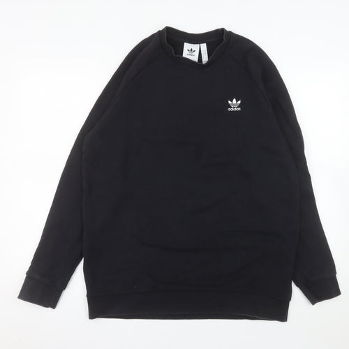Adidas Men's Black Pullover Sweatshirt L Crew Neck Cotton Blend