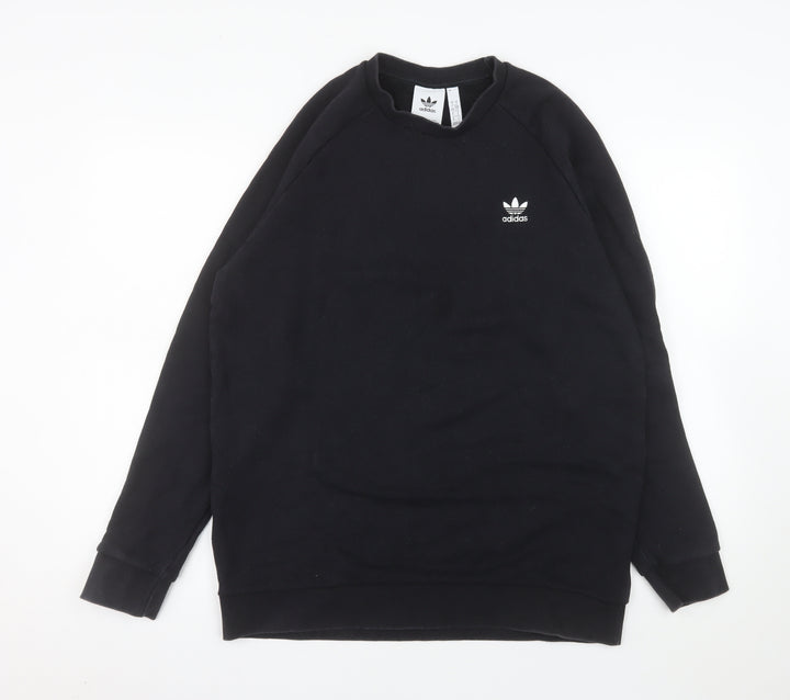 Adidas Men's Black Pullover Sweatshirt L Crew Neck Cotton Blend