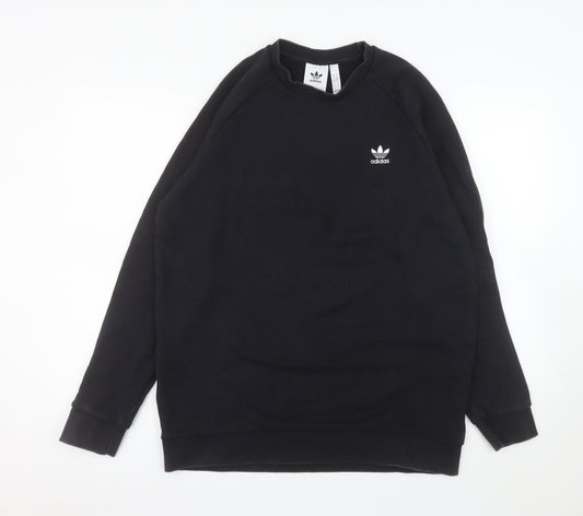 Adidas Men's Black Pullover Sweatshirt L Crew Neck Cotton Blend