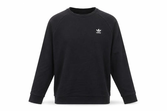 Front view of Adidas Men's Black Pullover Sweatshirt L Crew Neck Cotton Blend
