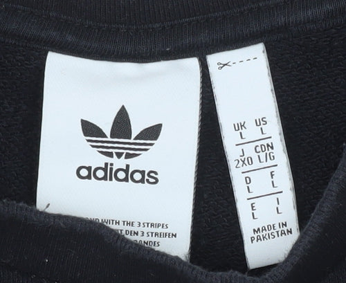 Adidas Men's Black Pullover Sweatshirt L Crew Neck Cotton Blend