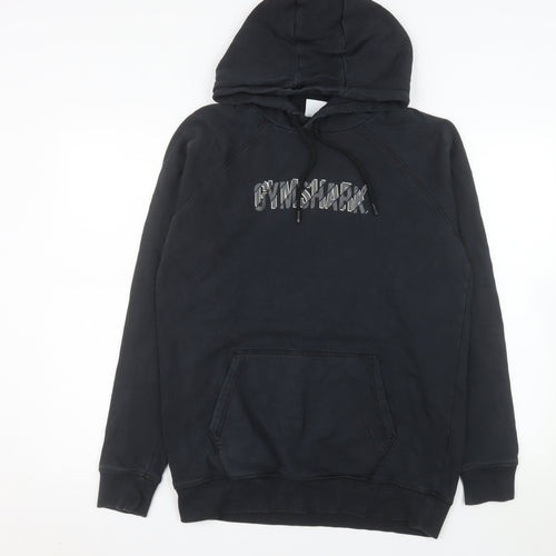 Gymshark Men Black Pullover Hoodie M Regular Fit Logo Fleece
