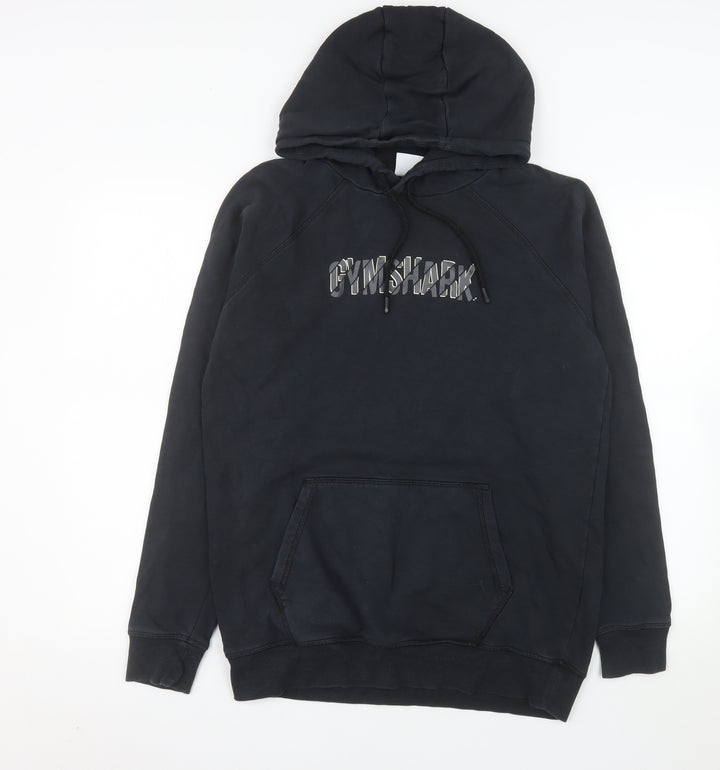 Gymshark Men Black Pullover Hoodie M Regular Fit Logo Fleece