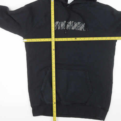 Gymshark Men Black Pullover Hoodie M Regular Fit Logo Fleece