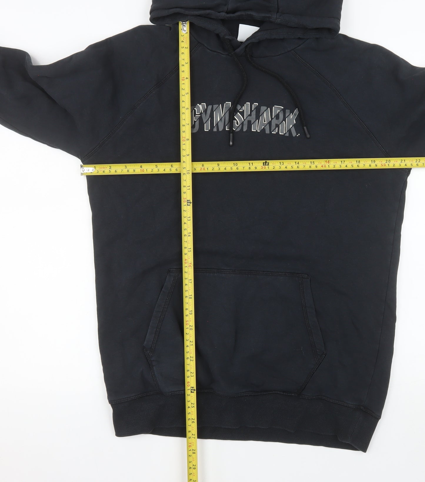 Gymshark Men Black Pullover Hoodie M Regular Fit Logo Fleece